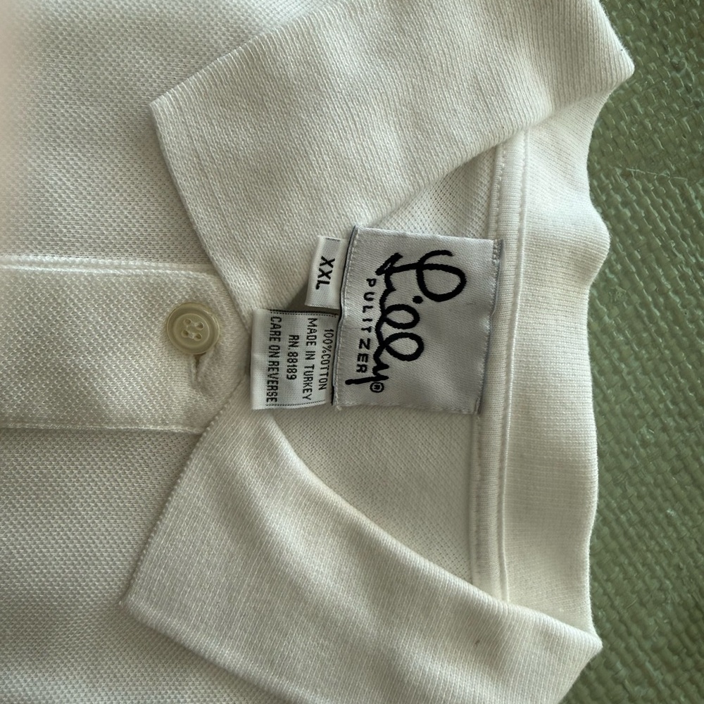 Lilly Pulitzer Men’s White Short Sleeve Polo Shirt XXL
